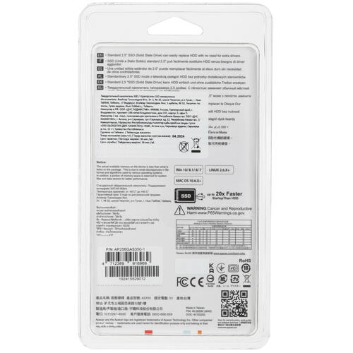 Купить 256 ГБ 2.5" SATA накопитель Apacer AS350 PANTHER [AP256GAS350-1]  5457055. Характеристики, отзывы и цены в Донецке