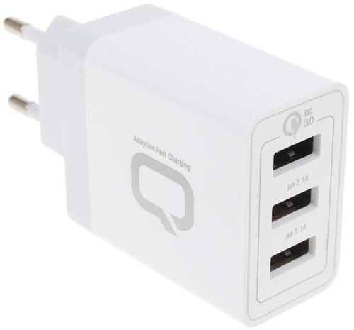 Купить Сетевое зарядное устройство QUMO Wall QC3.0 белый  1227288. Характеристики, отзывы и цены в Донецке