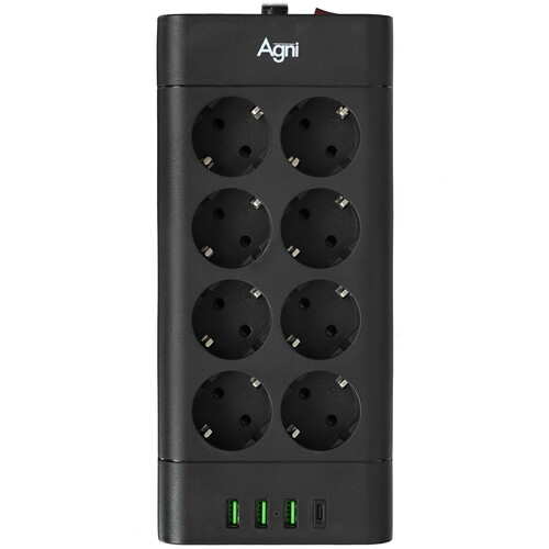 Купить Сетевой фильтр AGNI TP-FA4U8E-C черный  9289260. Характеристики, отзывы и цены в Донецке