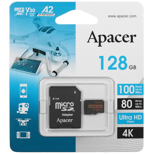 Купить Карта памяти Apacer microSDXC 128 ГБ  5456917. Характеристики, отзывы и цены в Донецке