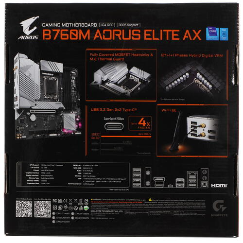 Купить Материнская плата GIGABYTE B760M AORUS ELITE AX  5087583. Характеристики, отзывы и цены в Донецке