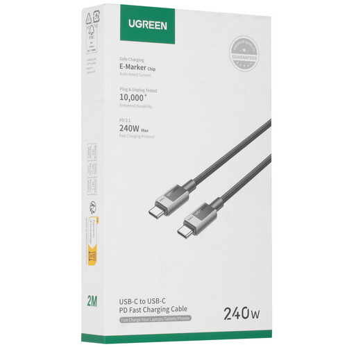 Купить Кабель круглый Ugreen USB Type-C - USB Type-C серый 2 м  5600459. Характеристики, отзывы и цены в Донецке