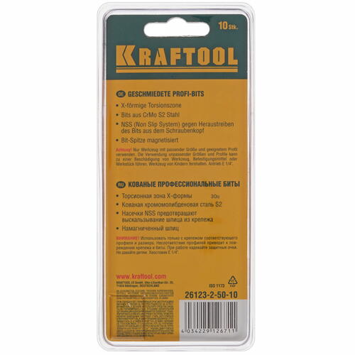 Купить Набор бит KRAFTOOL 26123-2-50-10  1065220. Характеристики, отзывы и цены в Донецке