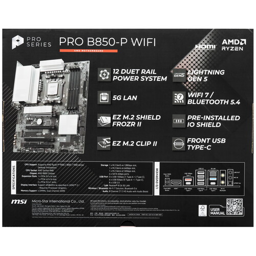 Купить Материнская плата MSI PRO B850-P WIFI  5611944. Характеристики, отзывы и цены в Донецке