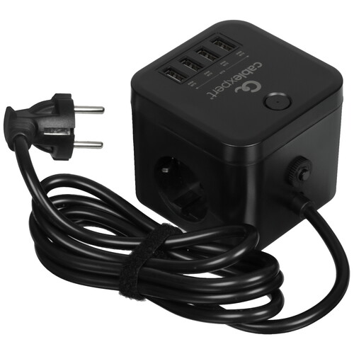 Купить Сетевой фильтр Cablexpert CUBE-3-U4-B-1.5 черный  9154787. Характеристики, отзывы и цены в Донецке