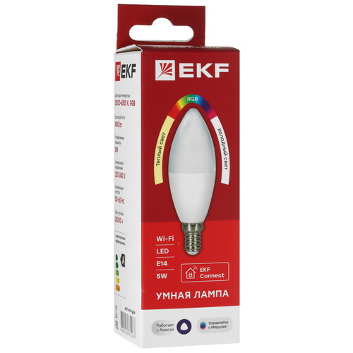 Купить Умная светодиодная лампа EKF Connect WIFI RGBW  5490558. Характеристики, отзывы и цены в Донецке