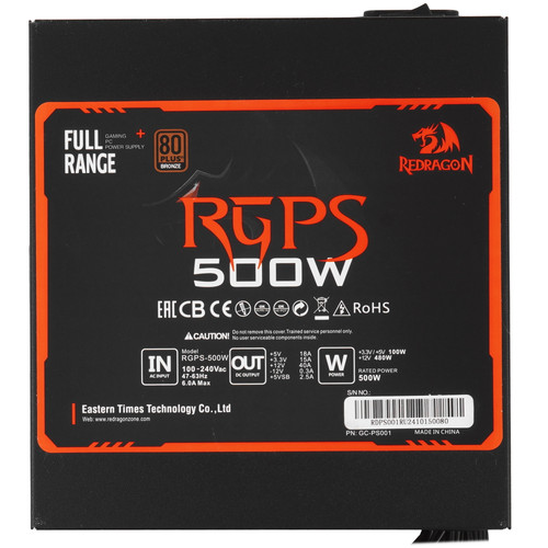 Купить Блок питания Redragon RGPS-500W [75357] черный  9231235. Характеристики, отзывы и цены в Донецке