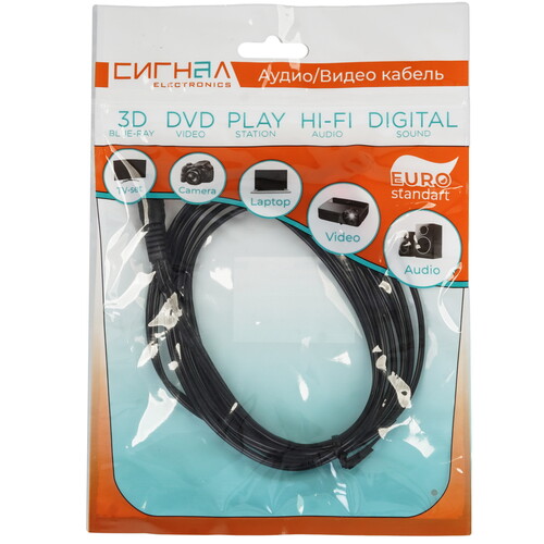 Купить Кабель соединительный   Сигнал 3.5 mm jack - RCA x2 черный  5480111. Характеристики, отзывы и цены в Донецке