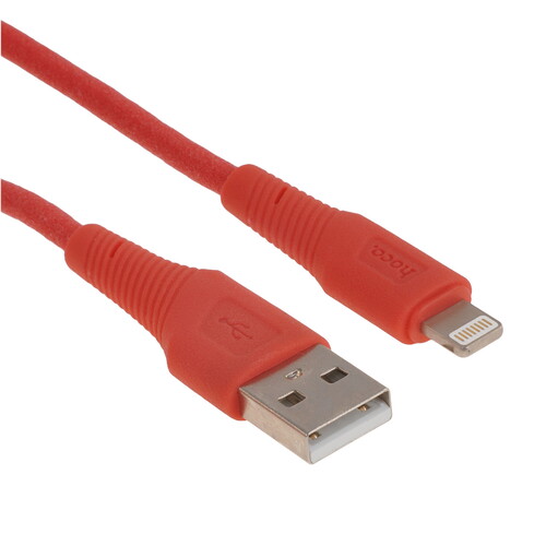 Купить Кабель круглый Hoco Lightning 8-pin - USB 2.0 Type-A красный 1 м  9244506. Характеристики, отзывы и цены в Донецке
