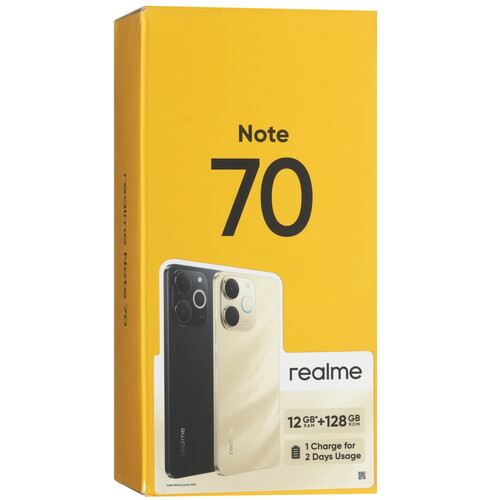 Купить 6.74" Смартфон realme Note 70 128 ГБ золотистый  5640666. Характеристики, отзывы и цены в Донецке