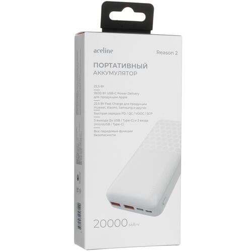 Купить Портативный аккумулятор Aceline Reason 2 белый  5400538. Характеристики, отзывы и цены в Донецке