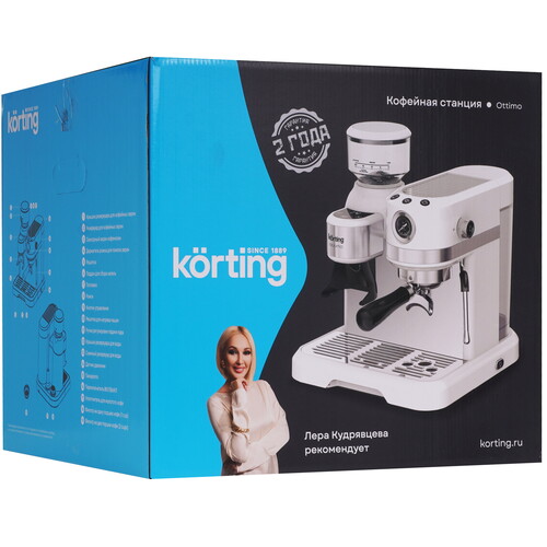 Купить Кофеварка рожковая Korting KCM 1014 SA Ottimo белый  9234619. Характеристики, отзывы и цены в Донецке