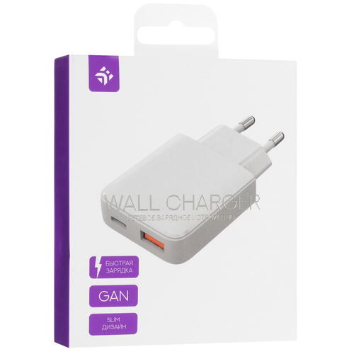 Купить Сетевое зарядное устройство DEXP GaN SuperSlim IET25CD белый  5429683. Характеристики, отзывы и цены в Донецке
