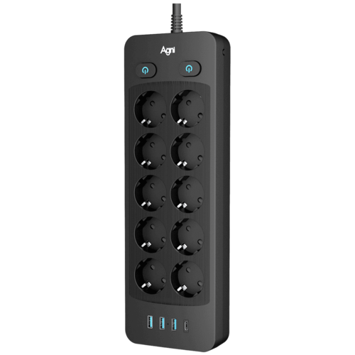 Купить Сетевой фильтр AGNI TP-FO4U10E-C черный  9289336. Характеристики, отзывы и цены в Донецке