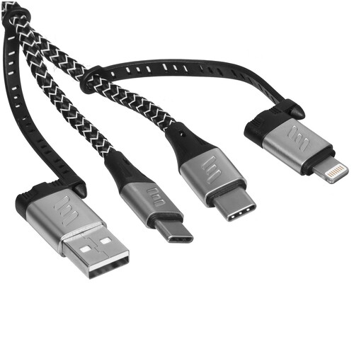 Купить Кабель круглый DEPPA Lightning 8-pin, USB Type-C - USB 2.0 Type-A черный 1.2 м  9096802. Характеристики, отзывы и цены в Донецке
