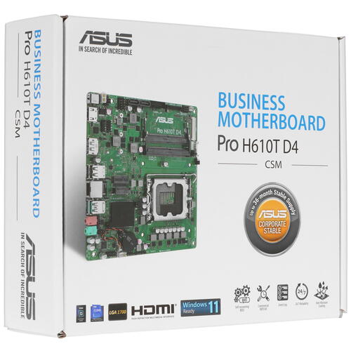 Купить Материнская плата ASUS Pro H610T D4-CSM  5073476. Характеристики, отзывы и цены в Донецке