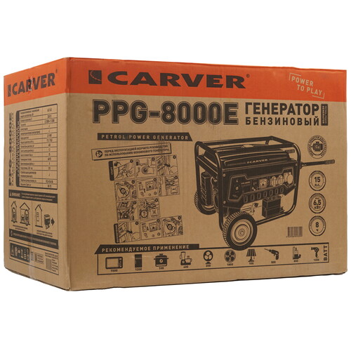 Купить Электрогенератор   бензиновый Carver PPG-8000Е  1081884. Характеристики, отзывы и цены в Донецке