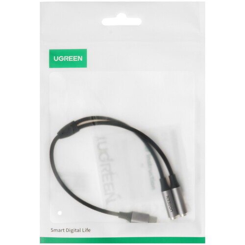 Купить Кабель   Ugreen USB Type-C - jack 3.5 мм х2 шт. серый, черный  9154965. Характеристики, отзывы и цены в Донецке