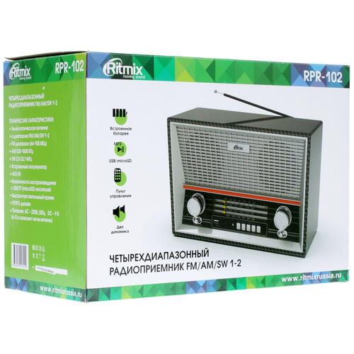 Купить Радиоприемник Ritmix RPR-102 черный  1272424. Характеристики, отзывы и цены в Донецке