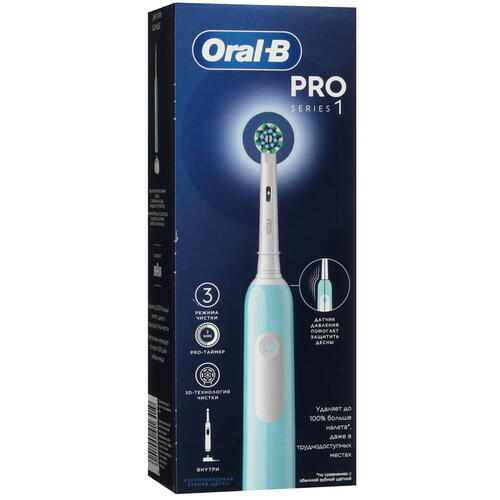 Купить Электрическая зубная щетка Braun Oral-B PRO 1 (500)/D305.513.3 голубой  5435173. Характеристики, отзывы и цены в Донецке