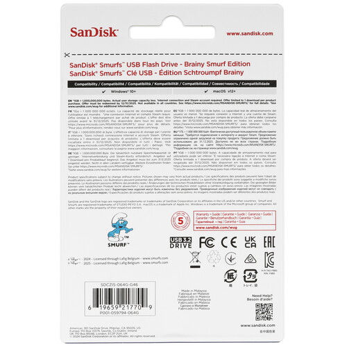 Купить Память USB Flash 64 ГБ Sandisk Smurf  5635908. Характеристики, отзывы и цены в Донецке