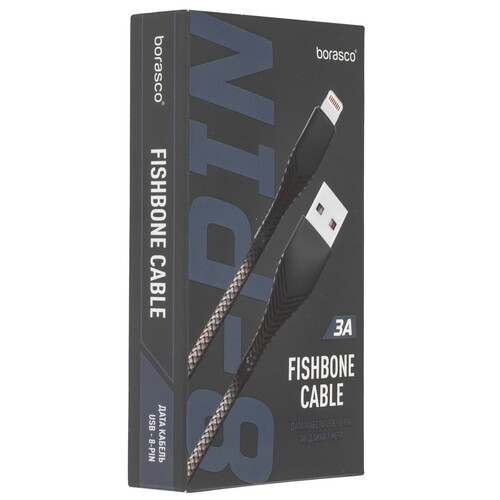 Купить Кабель круглый BoraSCO Lightning 8-pin - USB 2.0 Type-A серый 1 м  5614062. Характеристики, отзывы и цены в Донецке