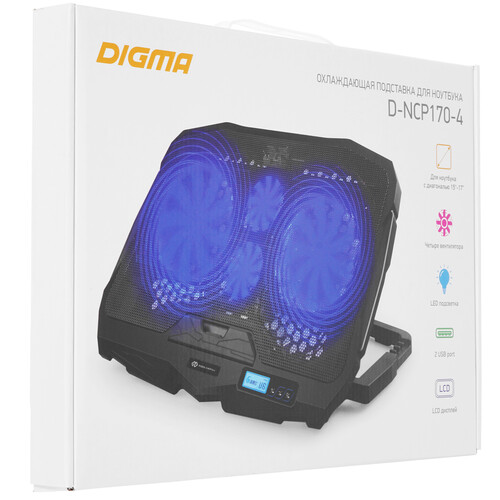 Купить Охлаждающая подставка Digma D-NCP170-4 черный  4852681. Характеристики, отзывы и цены в Донецке