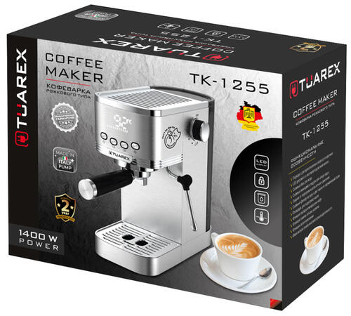 Купить Кофеварка рожковая Tuarex TK-1255 серебристый  9101107. Характеристики, отзывы и цены в Донецке