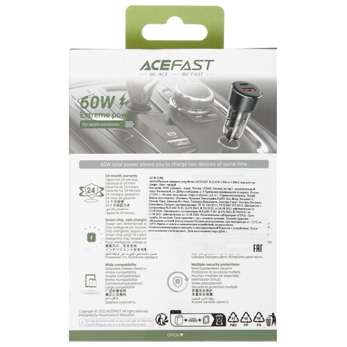 Купить Автомобильное ЗУ ACEFAST B12 прозрачный  5463864. Характеристики, отзывы и цены в Донецке