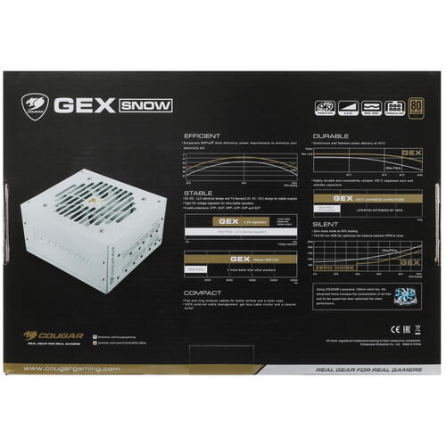 Купить Блок питания Cougar GEX 650 SNOW  5088460. Характеристики, отзывы и цены в Донецке