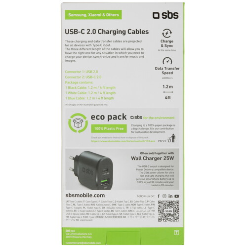Купить Кабель круглый SBS USB Type-C - USB 2.0 Type-A разноцветный 1.2 м  5471876. Характеристики, отзывы и цены в Донецке