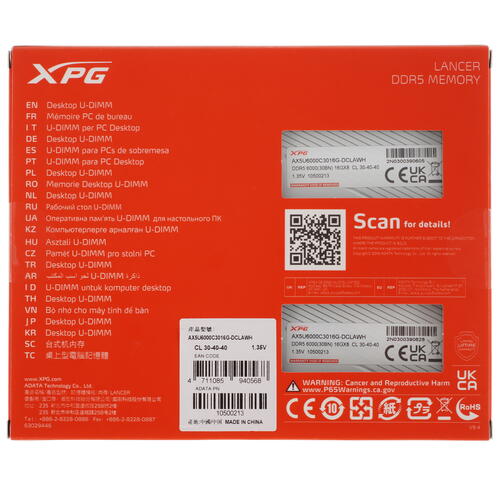 Купить Оперативная память ADATA XPG Lancer [AX5U6000C3016G-DCLAWH] 32 ГБ  5096541. Характеристики, отзывы и цены в Донецке
