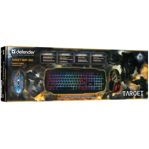 Купить Игровой набор Defender Target MKP-350 черный  5008888. Характеристики, отзывы и цены в Донецке