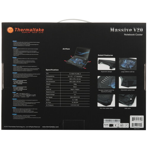 Купить Охлаждающая подставка Thermaltake Massive V20 черный  5624067. Характеристики, отзывы и цены в Донецке