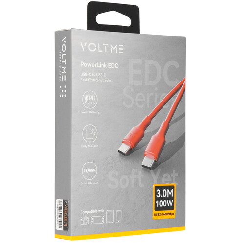 Купить Кабель круглый VOLTME USB Type-C - USB Type-C красный 3 м  9210892. Характеристики, отзывы и цены в Донецке