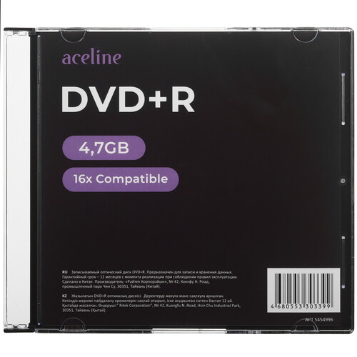 Купить DVD-диск Aceline DVD+R, 4.7 ГБ, Slim Case, 16x, 1 шт  5454996. Характеристики, отзывы и цены в Донецке