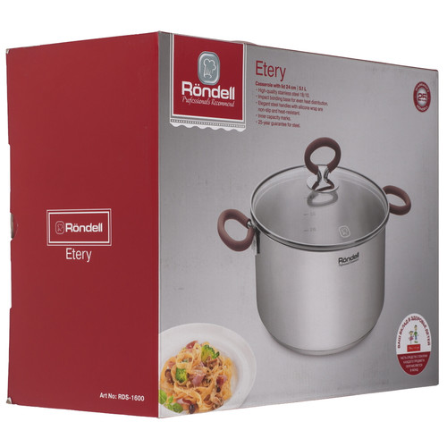 Купить Кастрюля Rondell Etery RDS-1600 5.1 л 24 см серебристый  9309601. Характеристики, отзывы и цены в Донецке