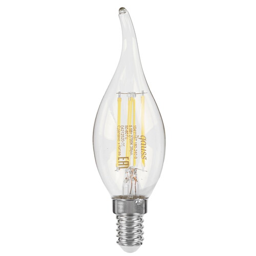 Купить Комплект светодиодных ламп Gauss Basic Filament Свеча на ветру 5.5W 510lm 2700К Е14 LED  9106121. Характеристики, отзывы и цены в Донецке