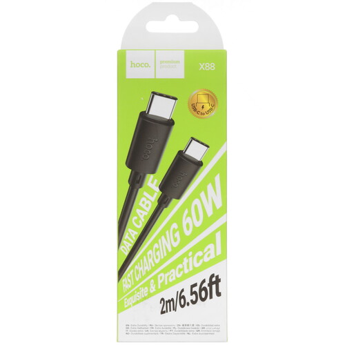 Купить Кабель круглый Hoco USB Type-C - USB Type-C черный 2 м  5635397. Характеристики, отзывы и цены в Донецке