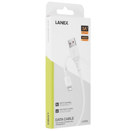 Купить Кабель круглый LANEX Lightning 8-pin - USB 2.0 Type-A белый 1 м  9280465. Характеристики, отзывы и цены в Донецке