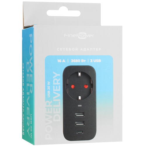 Купить Адаптер питания FinePower AD116BU черный  5421361. Характеристики, отзывы и цены в Донецке