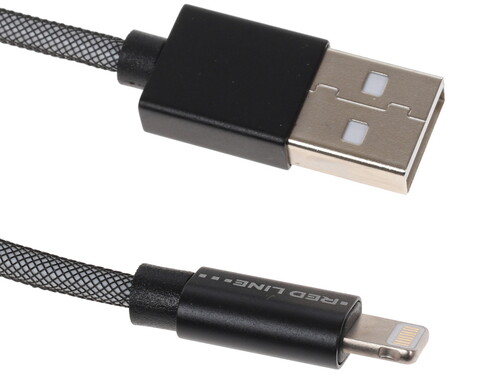Купить Кабель круглый Red Line Lightning 8-pin MFI - USB 2.0 Type-A черный 1 м  1214272. Характеристики, отзывы и цены в Донецке
