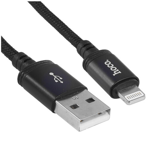 Купить Кабель круглый Hoco Lightning 8-pin - USB 2.0 Type-A черный 1 м  9238198. Характеристики, отзывы и цены в Донецке