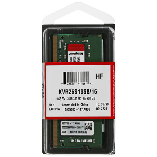 Купить Оперативная память SODIMM Kingston ValueRAM [KVR26S19S8/16] 16 ГБ  5053732. Характеристики, отзывы и цены в Донецке