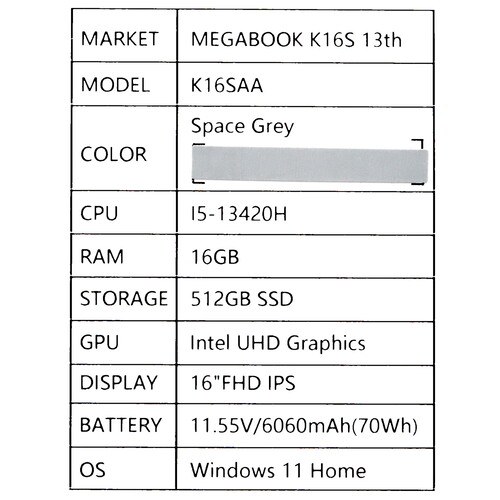 Купить 16" Ноутбук Tecno Megabook K16S серый  5610768. Характеристики, отзывы и цены в Донецке