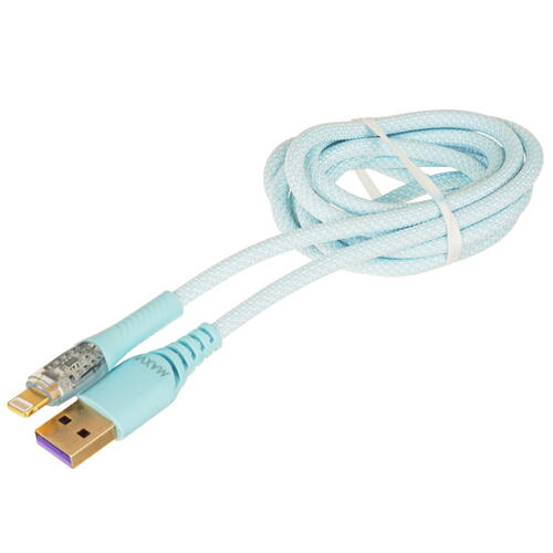 Купить Кабель круглый Maxvi Lightning 8-pin - USB 2.0 Type-A голубой 1.2 м  9087705. Характеристики, отзывы и цены в Донецке