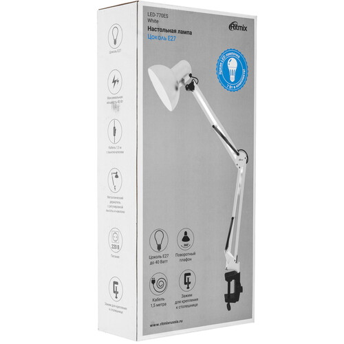 Купить Настольный светильник Ritmix LED-770ES белый  9223772. Характеристики, отзывы и цены в Донецке