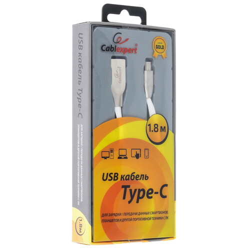 Купить Кабель круглый Cablexpert USB Type-C - USB 2.0 Type-A белый 1.8 м  5485410. Характеристики, отзывы и цены в Донецке