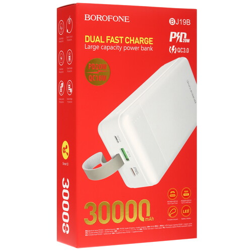 Купить Портативный аккумулятор Borofone BJ19B белый  9050782. Характеристики, отзывы и цены в Донецке