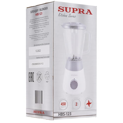 Купить Блендер стационарный SUPRA HBS-123 белый  9902953. Характеристики, отзывы и цены в Донецке